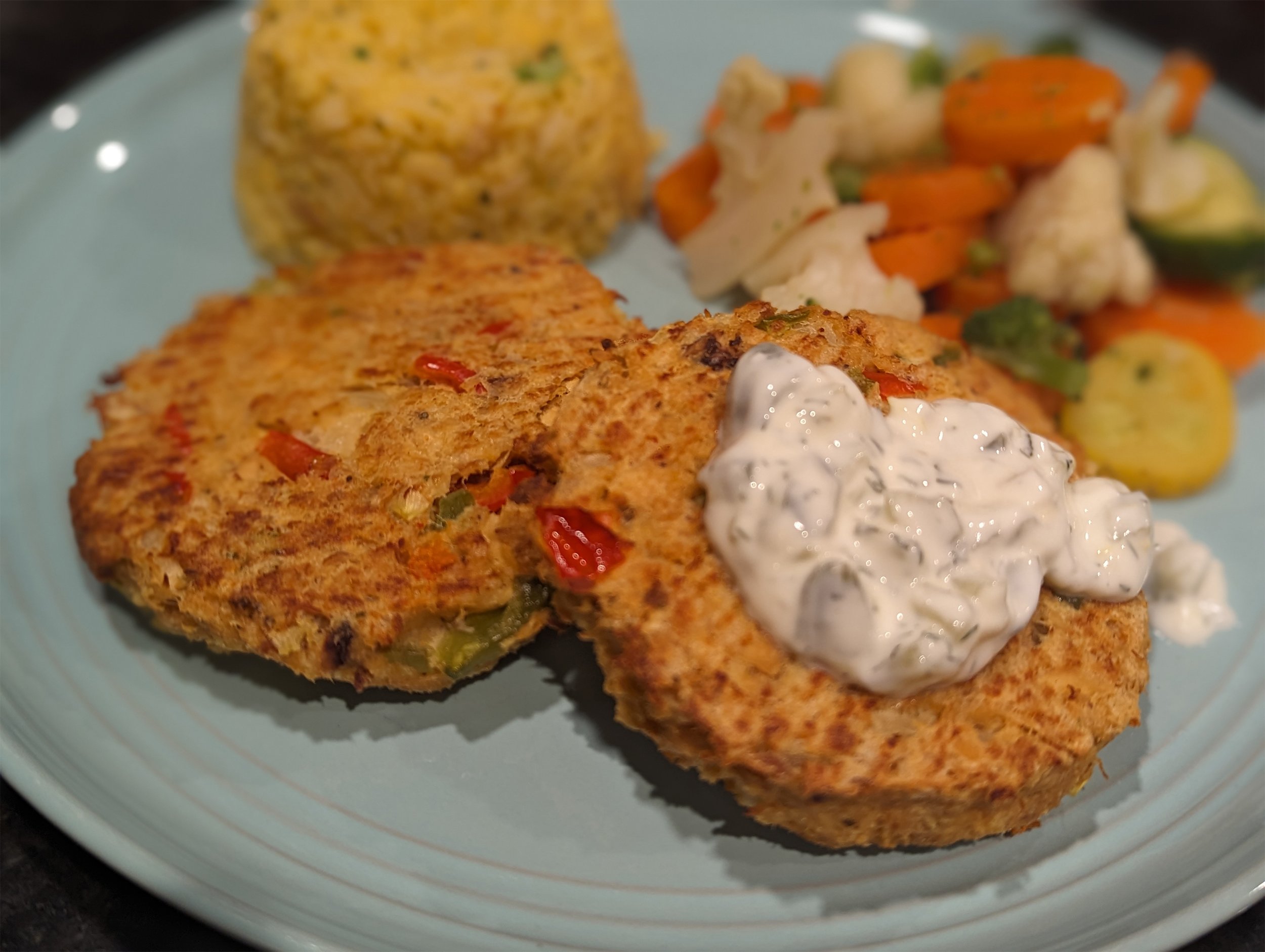 Salmon Patties with Cucumber Dill Sauce